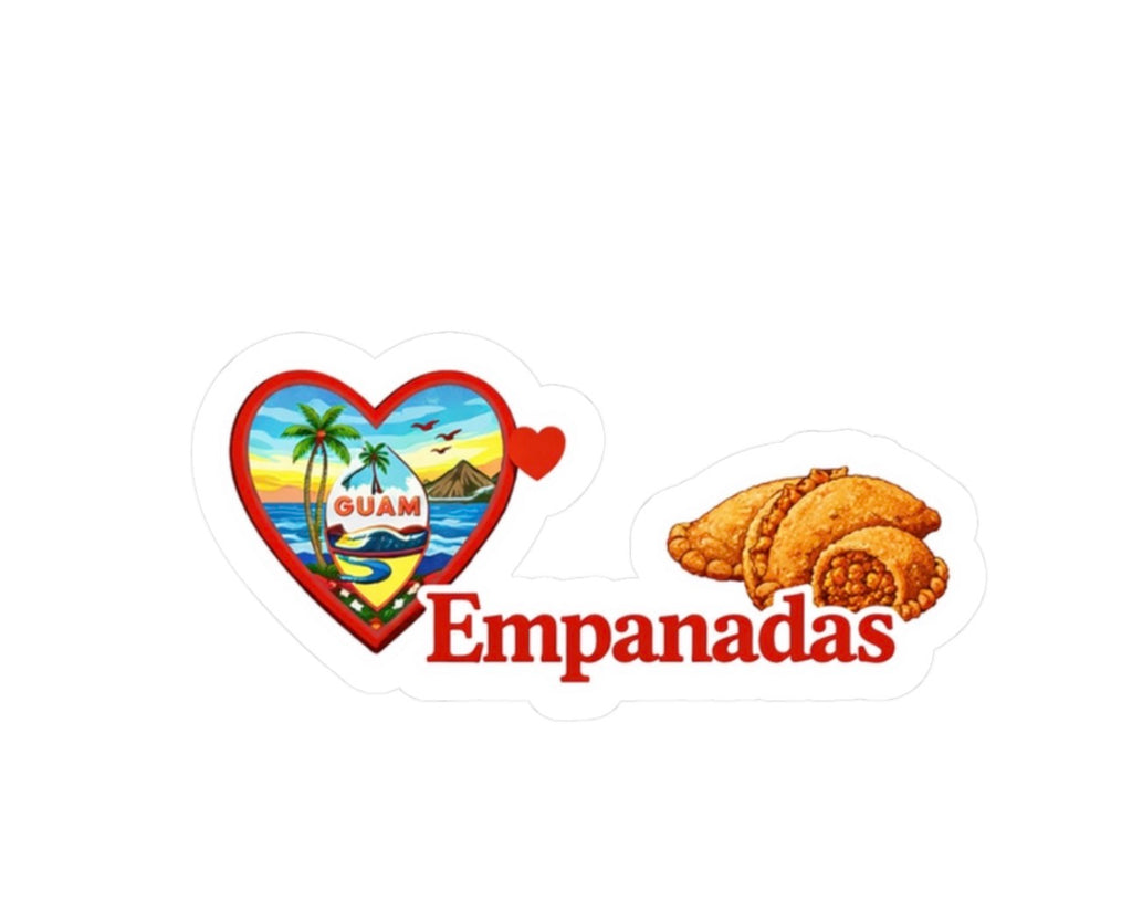 Guam Heart Stickers | Red Rice, Lumpia, Spam, Empanadas, BBQ, Mainland Island Timing Options