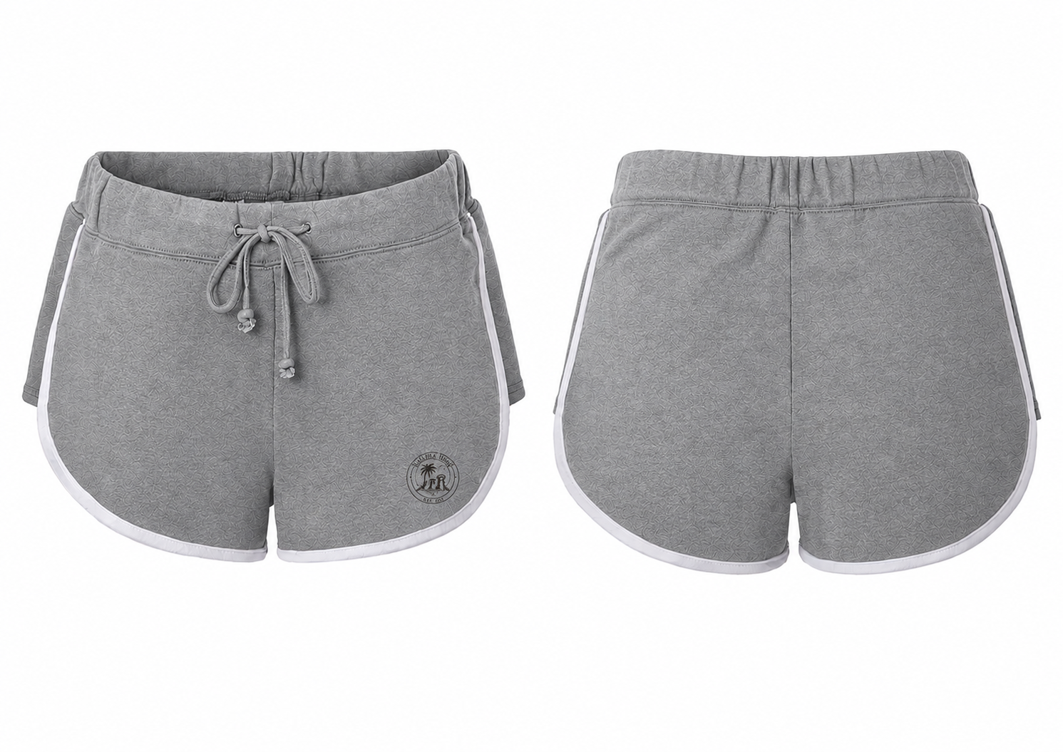 Women’s French Terry Shorts — Small Palm Tree Emblem Casual Beach Lounge Shorts