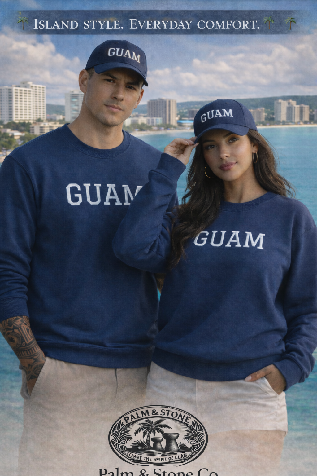 Guam EmbroideredCrewneck Sweatshirt | Personalized Text