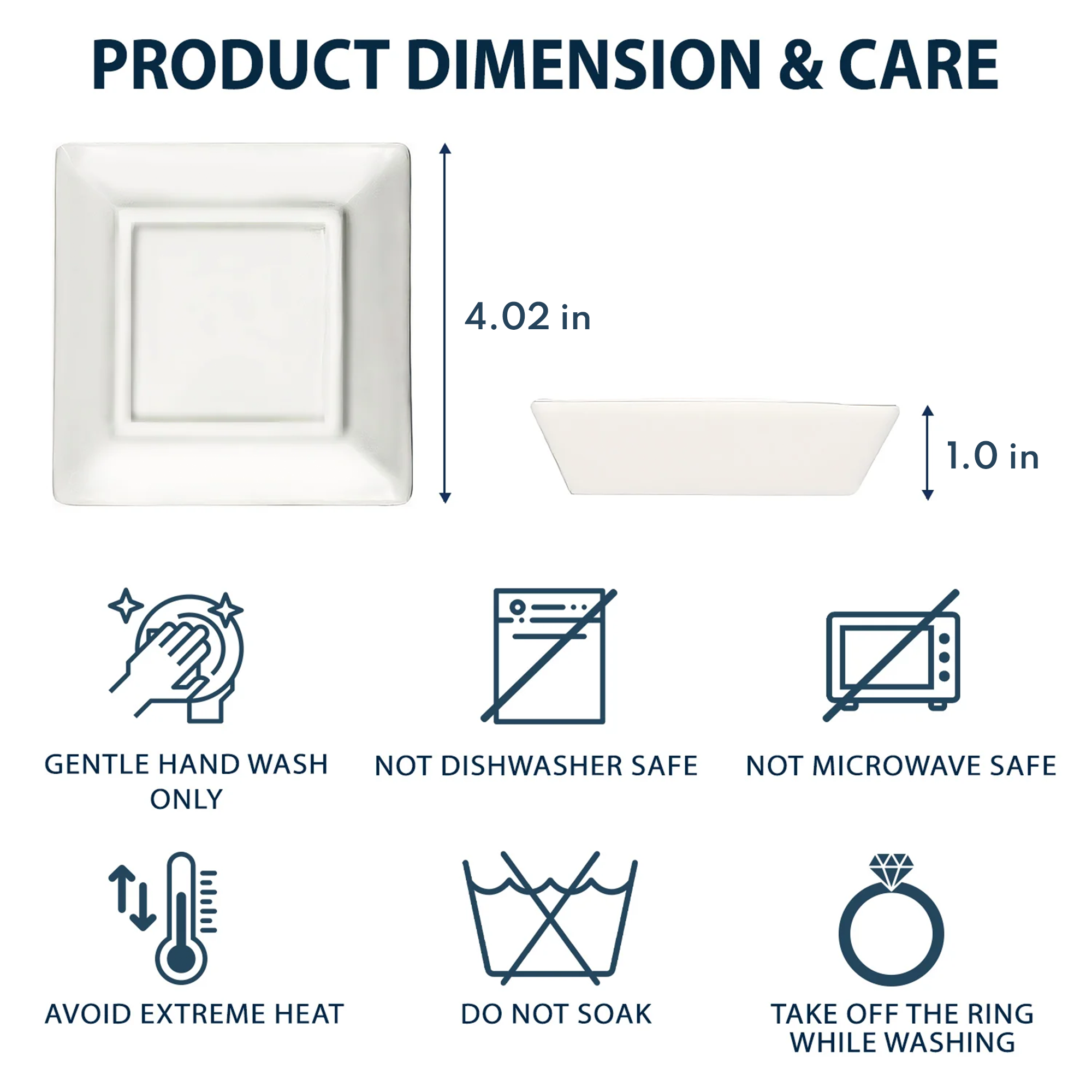 Ceramic Graduation Jewelry Dish Dimensions & Care Instructions