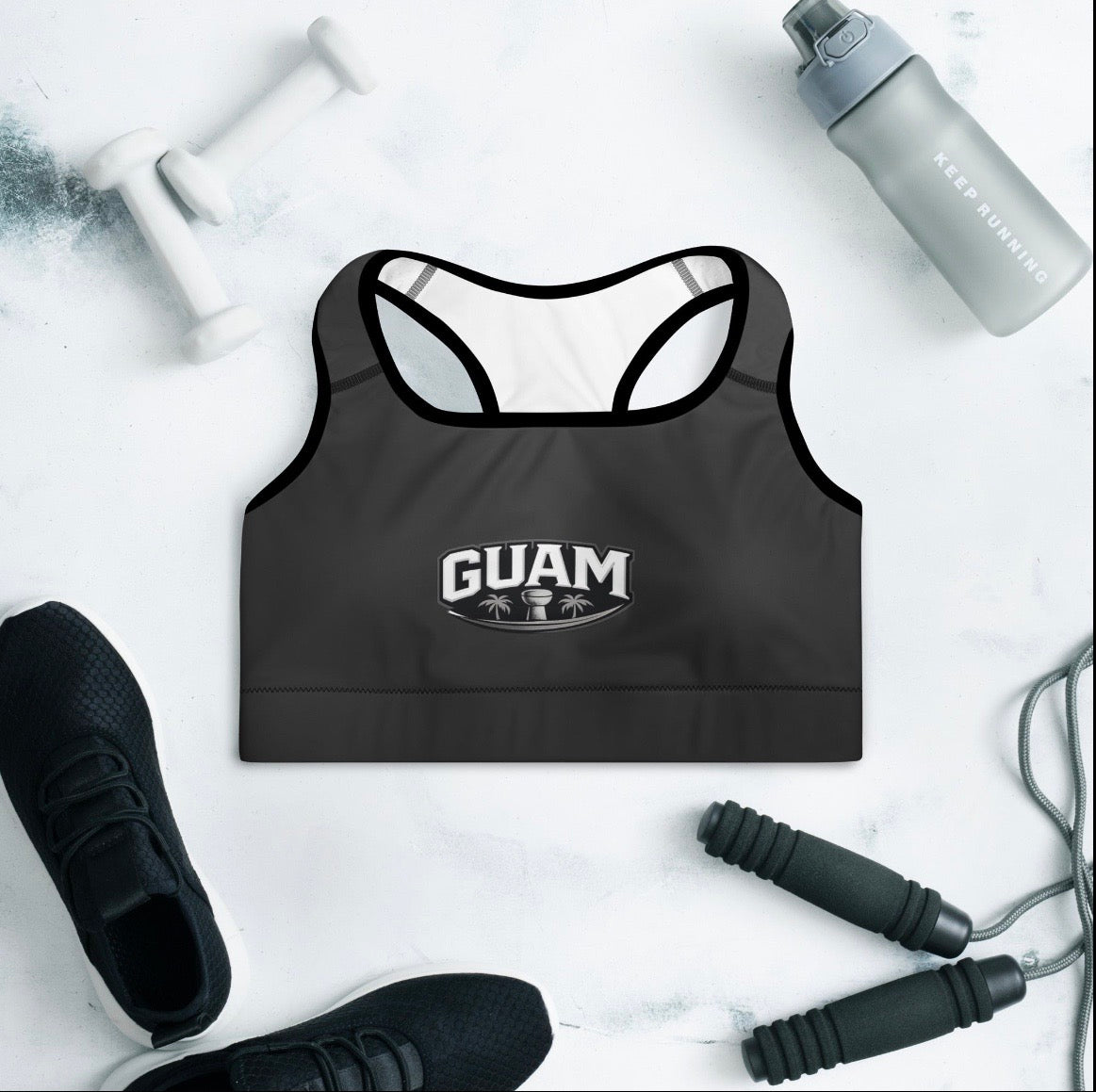 Guam Padded Sports bra (Mauve, Black, White and Dark Gray)