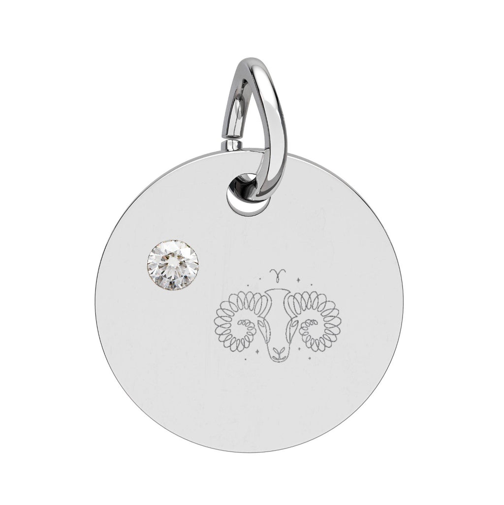 Engravable Birthstone Circle Charm — Personalized Necklace Pendant