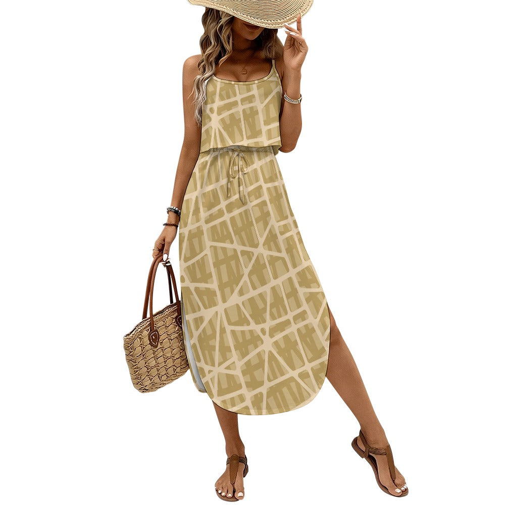 Spaghetti strap side slit dress