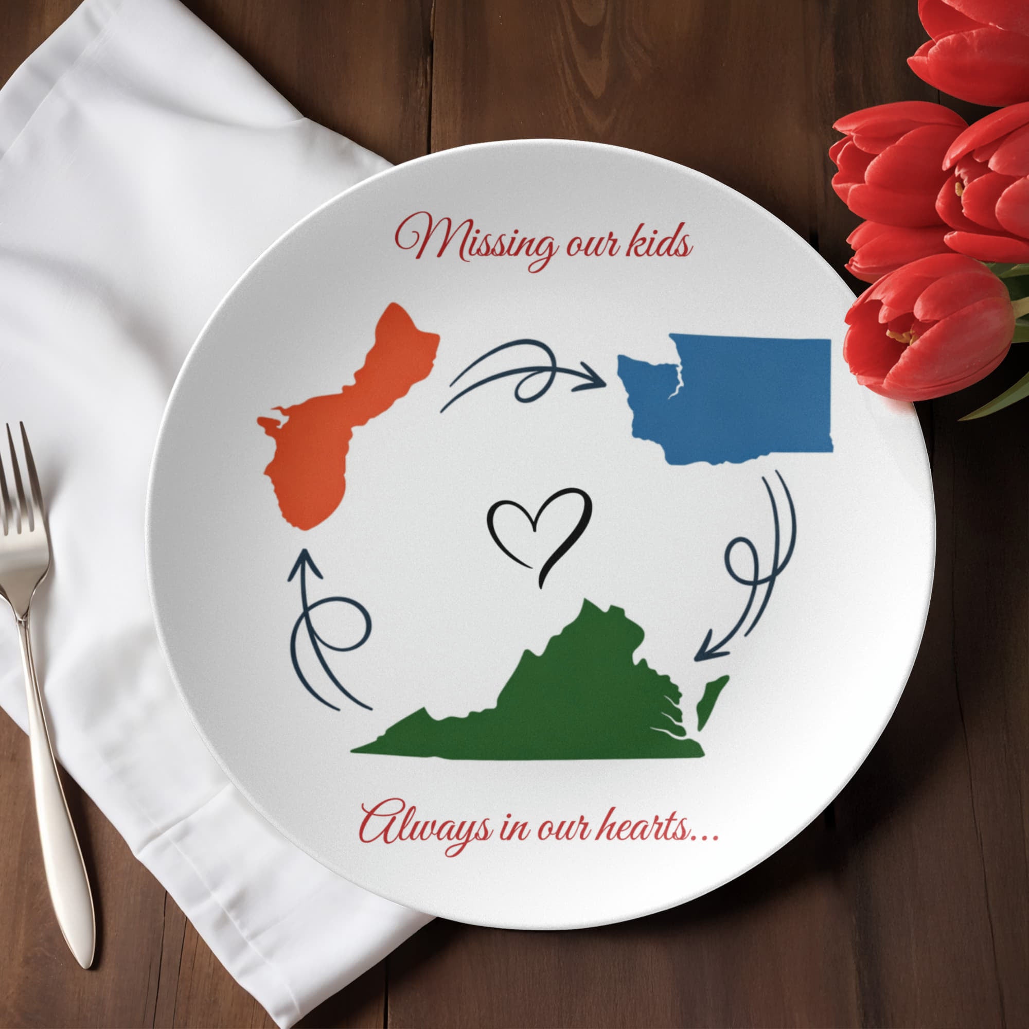 Personalized Sentimental Plates | Missing You State Personalized Plates