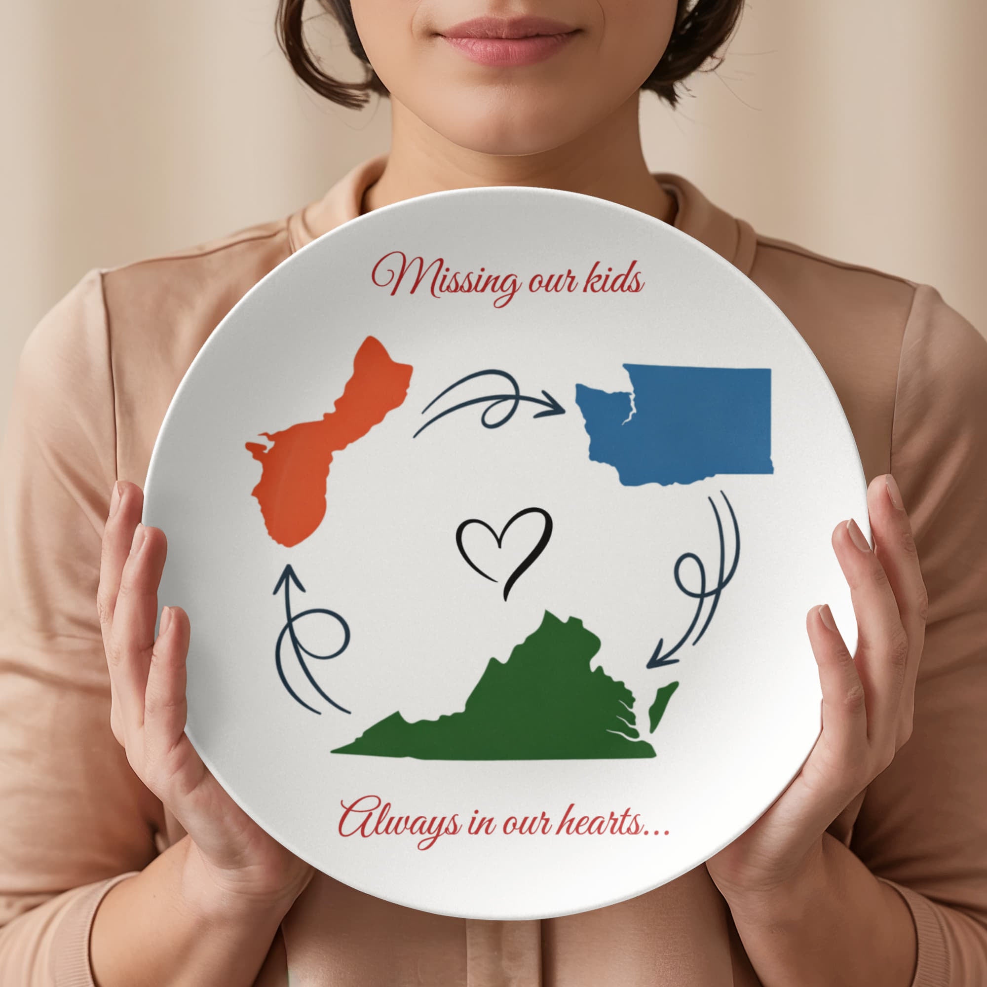 Personalized Sentimental Plates | Missing You State Personalized Plates