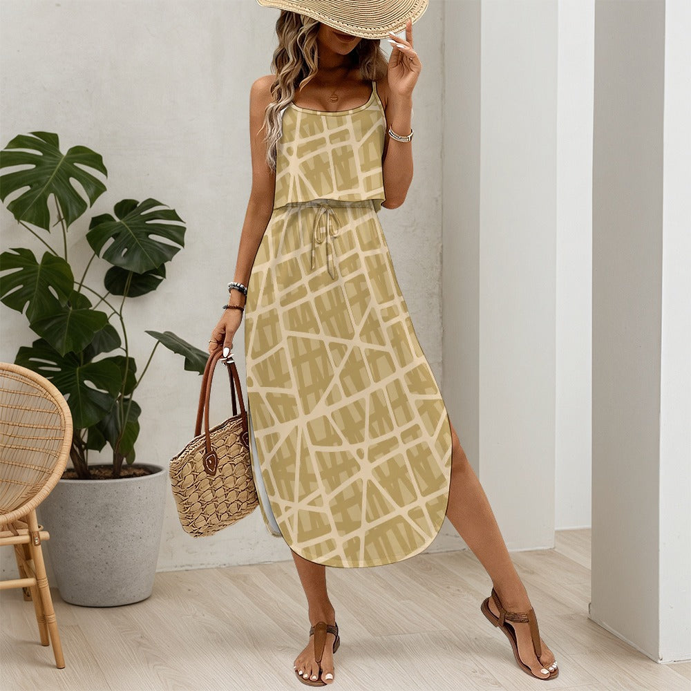 Spaghetti strap side slit dress