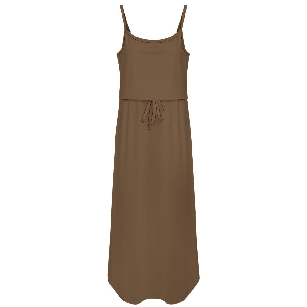 Spaghetti strap side slit dress