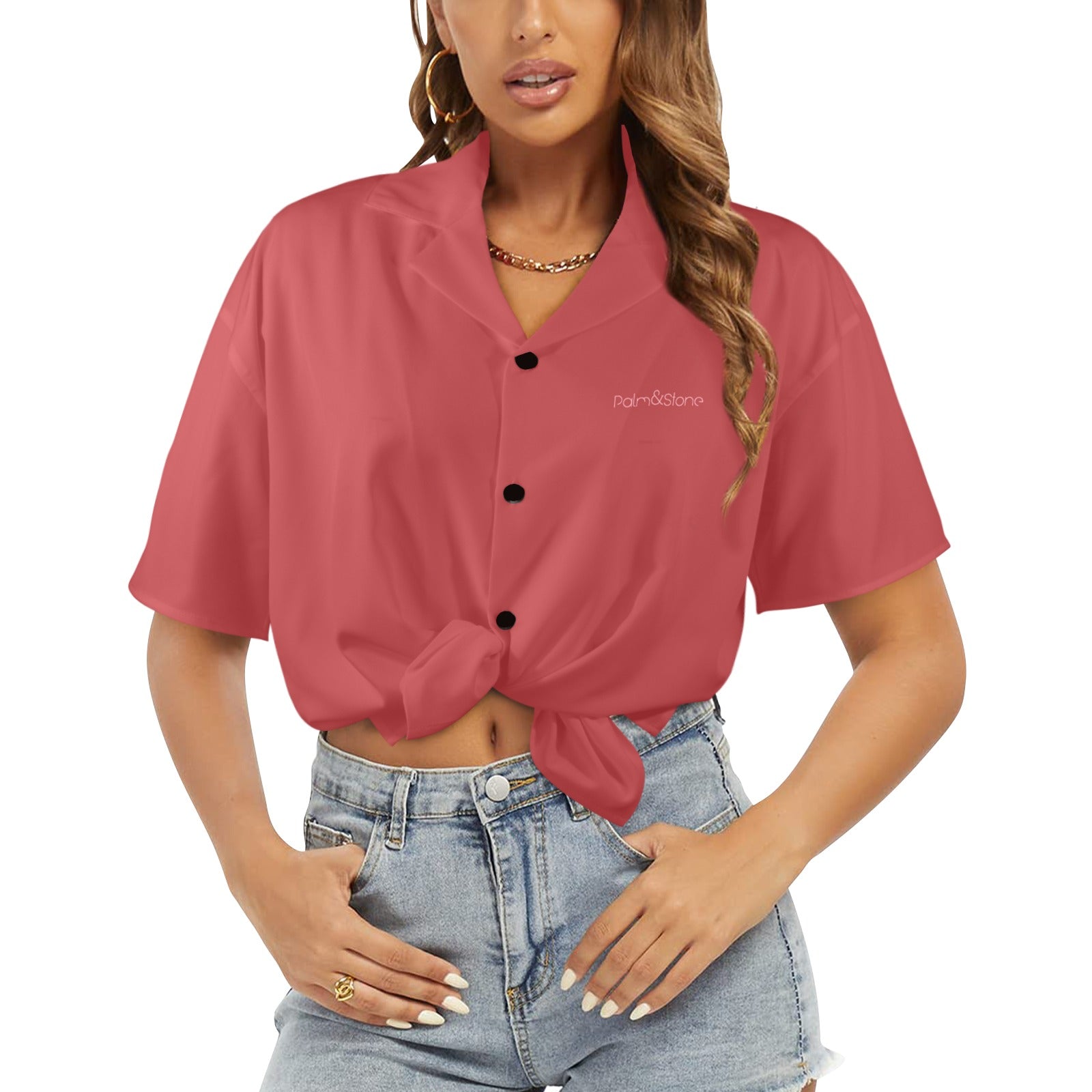 Women's Palm & Stone Print Shirt  (5 colors / S-5XL)