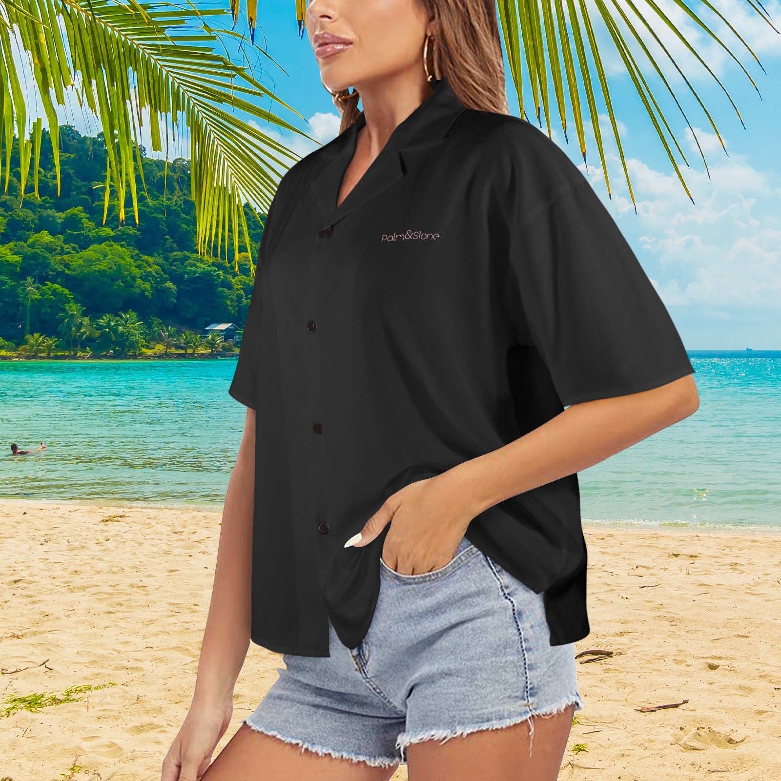 Women's Palm & Stone Print Shirt  (5 colors / S-5XL)