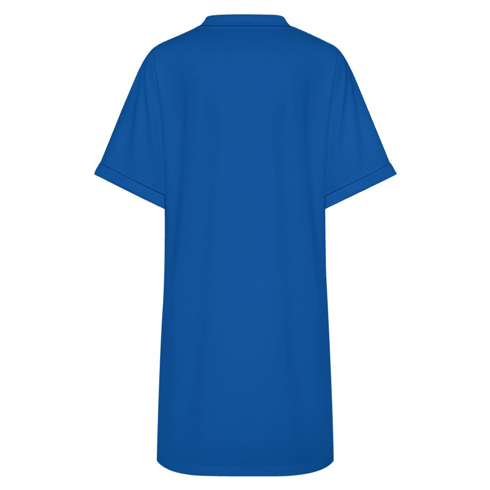 Women's Casual V-neck Dress with Turn-up Cuffs