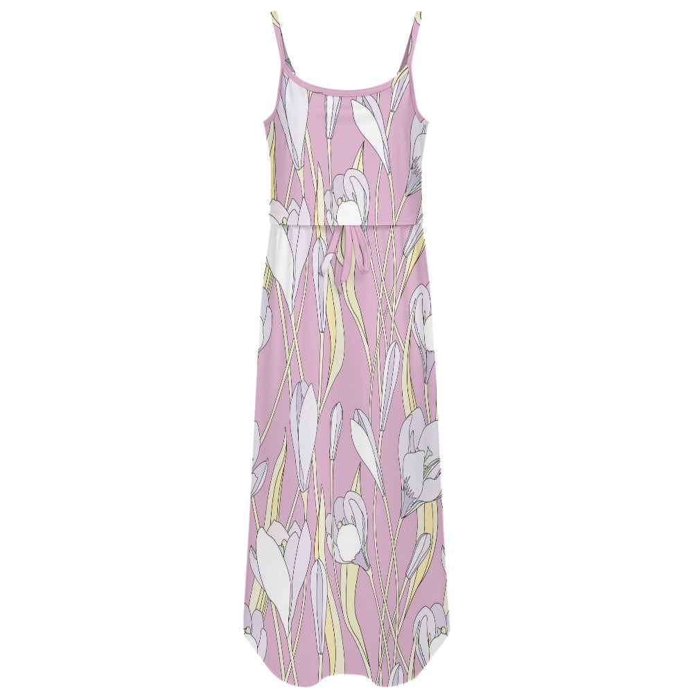 Spaghetti strap side slit dress